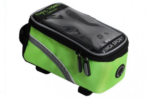 Сумка на раму увеличенная,отделение для телефона, 195*100*100мм, лайм "night vision" FB 07-2 L lime