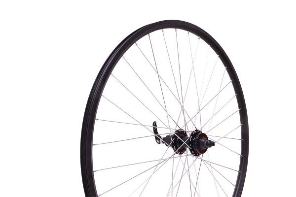 Колесо 29"MTB заднее, под кассету на 8-9 передач, двойной обод Qijian DA-18 29"36H, втулка Solon DH802R36H Disc, конусные подшипники, крепление IS6, эксцентрик, цвет черный