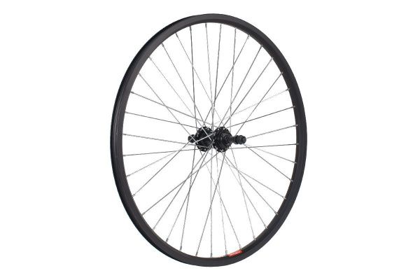 Колесо 24" MTB, заднее, двойной обод DH18, алюминиевый сплав, черная втулка под резьбовой диск, FR-09R DISC 36H на гайках , под диск 36 спиц